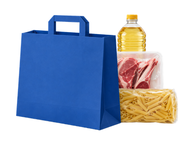 Bolsa de papel con alimentos envasados