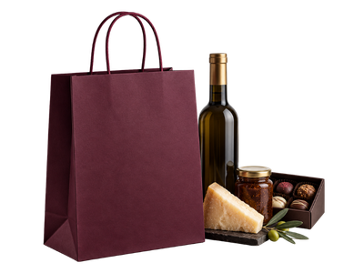 Bolsa de papel con productos gourmet
